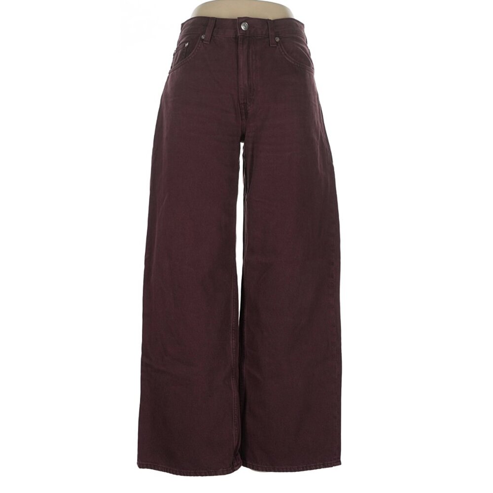 Arket Cloud Wide Leg Jeans Washed Burgundy Jeans Womens Size 28 High Waisted